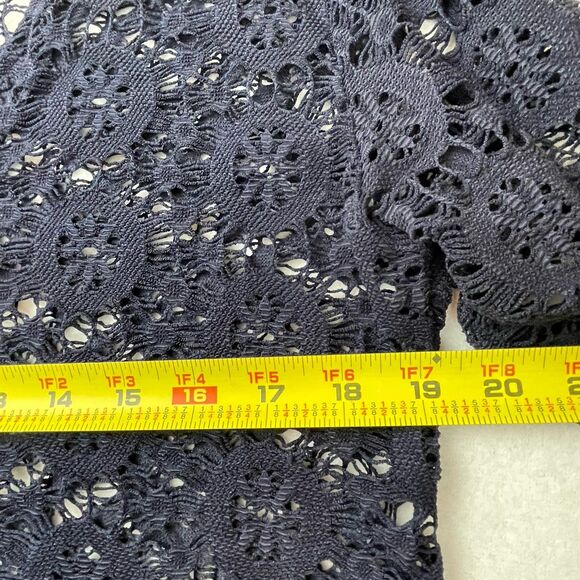 J Valdi Crochet Lace Swimsuit Coverup Tunic Sheer Navy Beach Vacation Resort-M - Picture 4 of 7